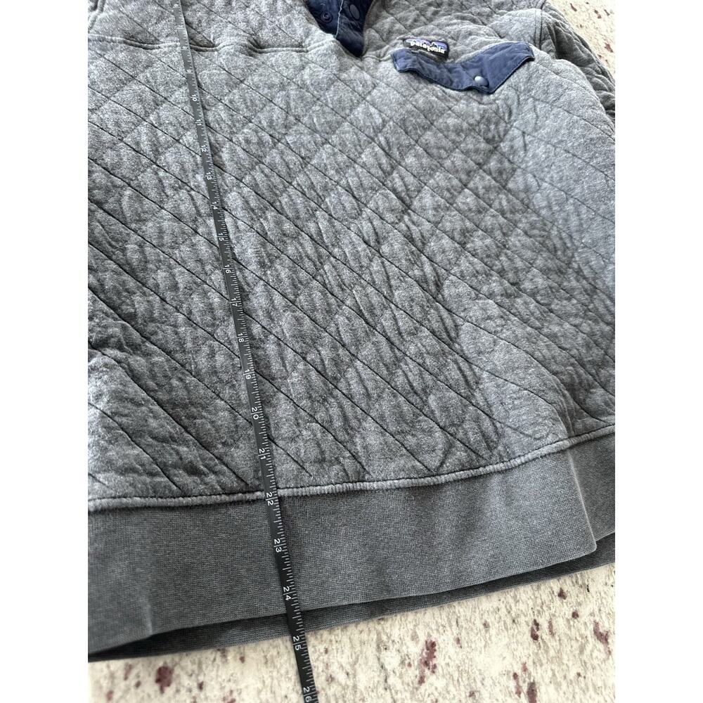 Patagonia Gray Quilted Knit Collared Organic Cotton Pullover Sweater Men's M - Picture 7 of 8